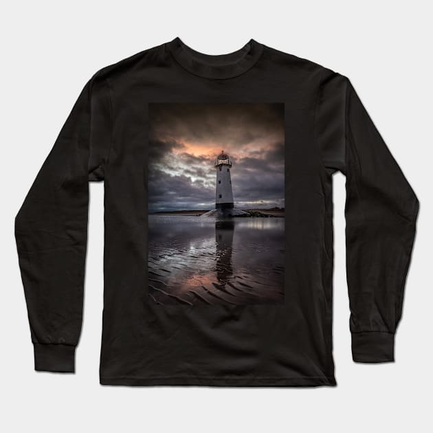 Talacre Lighthouse at Dawn Long Sleeve T-Shirt by TonyNorth